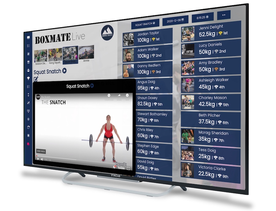 BoxMate live tv screen in the gym