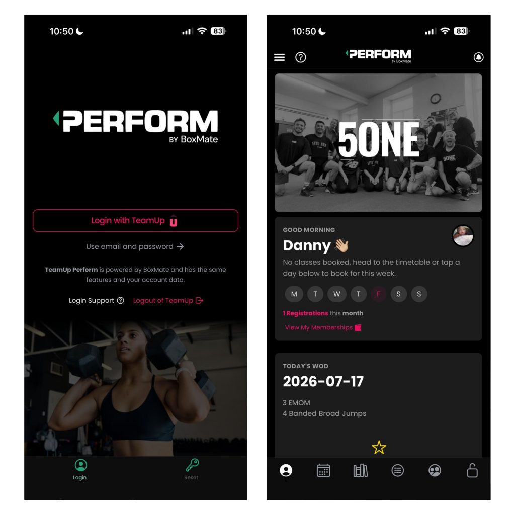 TeamUp Perform app preview