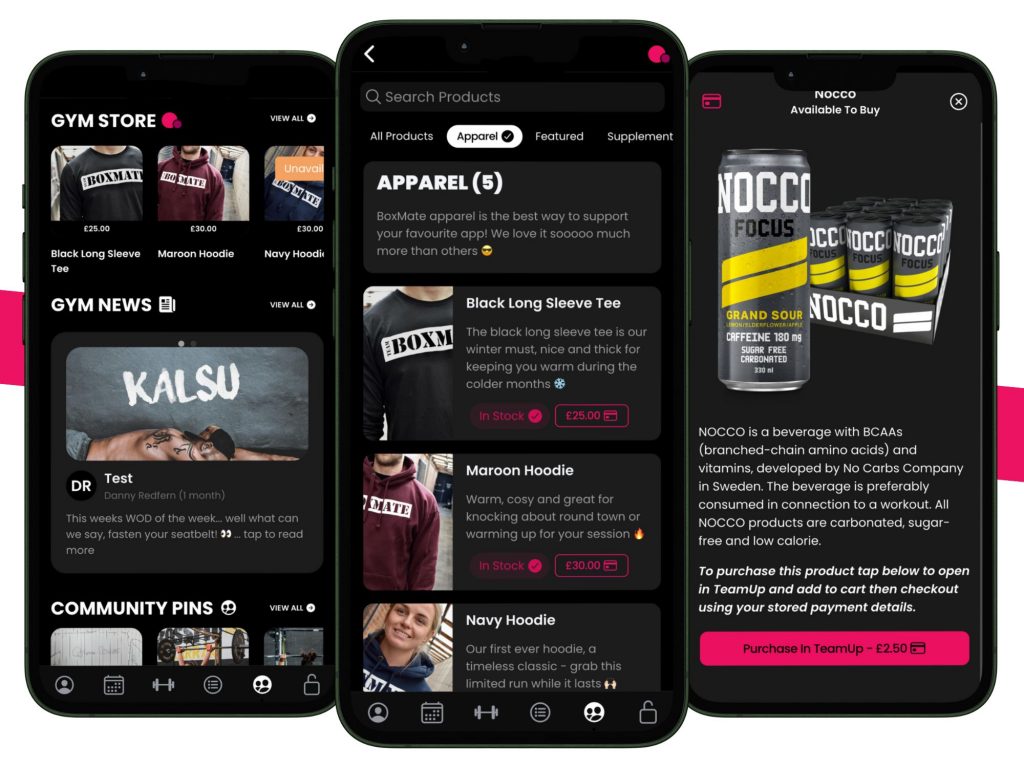 TeamUp Store in the BoxMate app